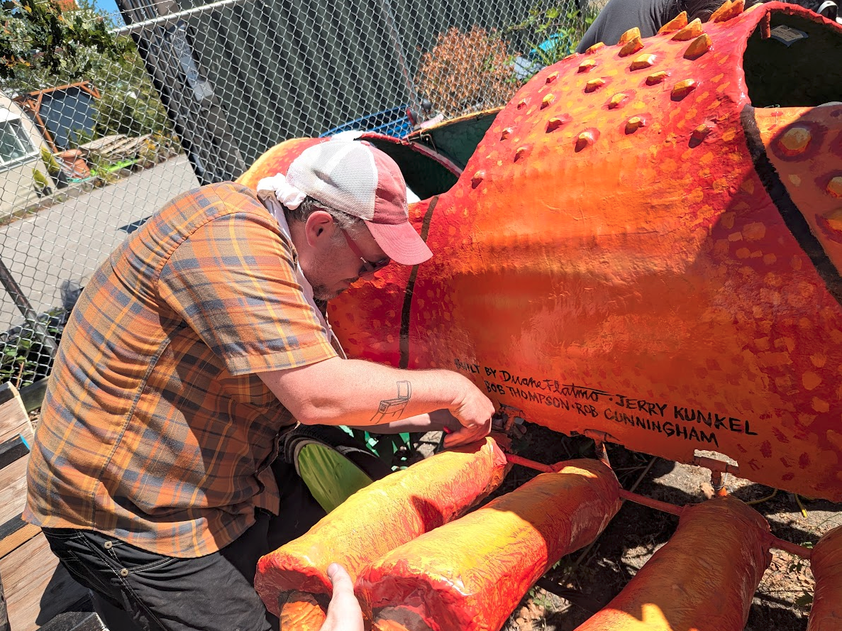 Attaching the last of the swimmerets.