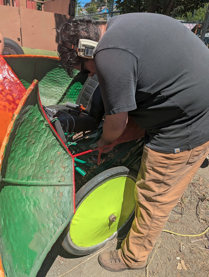Grinding the control arms.